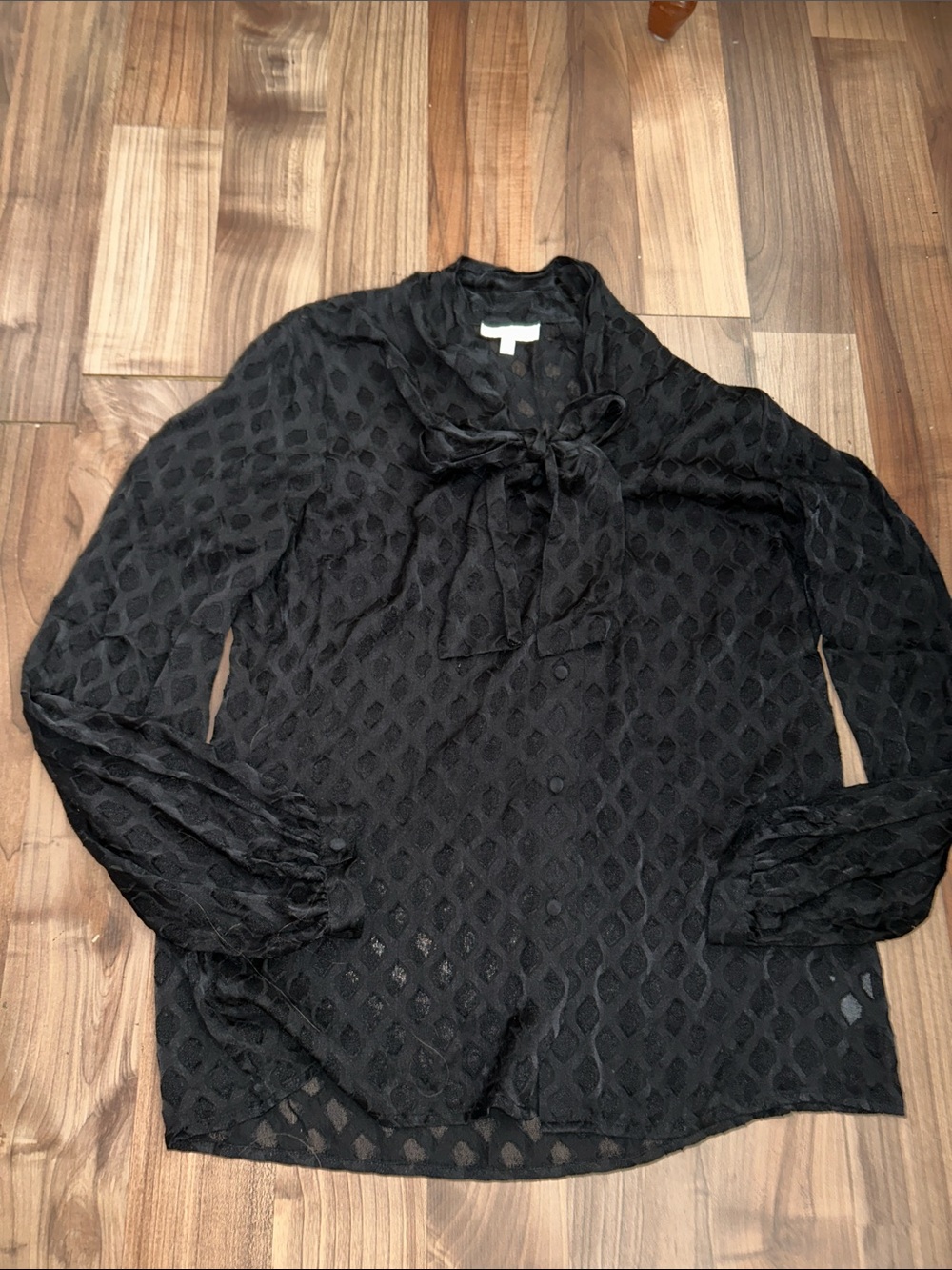 Tory Burch Black Tie-Neck Sheer Blouse - Women Tops